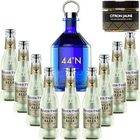 Pack Gintonic - Gin Numero 44 + 9 Fever Tree Ginger Beer Water - 50cl + 9 * 20cl + Pot de 20 tranches de Citron jaune déshy