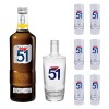 PASTIS 51 Pack Apéritif anisé Pastis de Marseille + 6 verres + 1 Carafe - 45%, 70cl