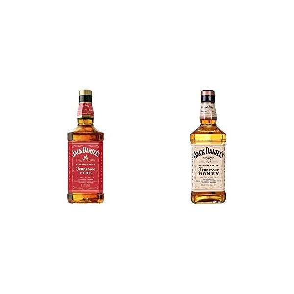Jack Daniels Tennessee Fire Liqueur- 1 litre & Honey Liqueur Spiritueux à Base de Whisky, 70 cl