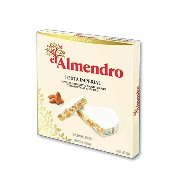 EL Almendro Tarte originale sans gluten Torta Imperial avec un garnissage nougat blanc, 200 g