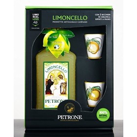 Limoncello 100% naturel avec des lunettes en céramique de Vietri sul Mare, peint à la main
