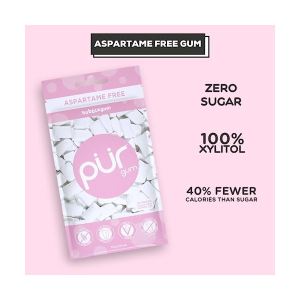 Pur Gum | Chewing-Gum Sans Sucre | 100% Xylitol | Végétalien, Sans Aspartame, Sans Gluten Et Adapté Aux Diabétiques | Gum Nat