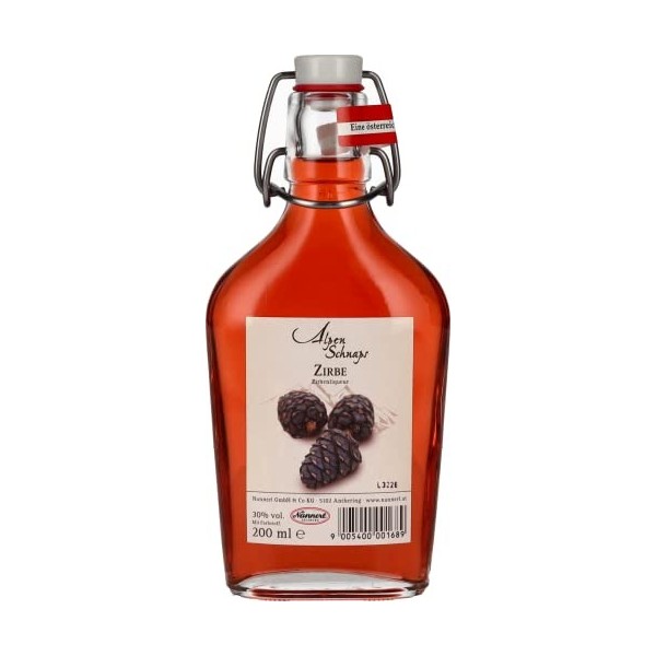 Nannerl Alpenschnaps ZIRBE Zirbenliqueur 30% Vol. 0,2l in der Taschenflasche