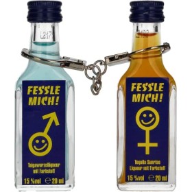 Nannerl FESSLE MICH Liqueur 15% Vol. 2x0,02l with Handschellen