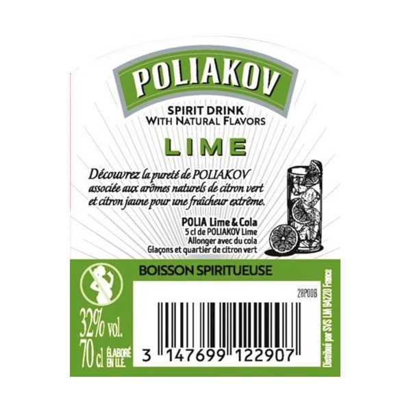 POLIAKOV Lime 70cl - 32% vol.