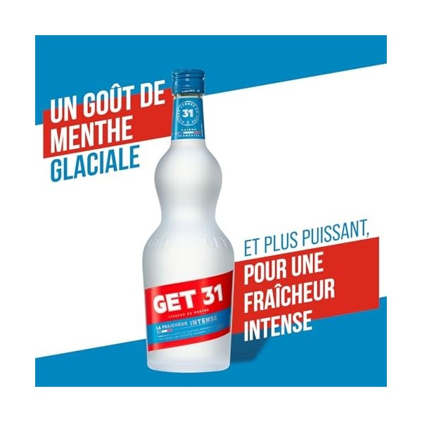 GET 31 Liqueur de Menthe Poivrée, Cocktail Digestif Liqueur de Menthe Fraîche, 24 % Vol, 70cL / 700mL