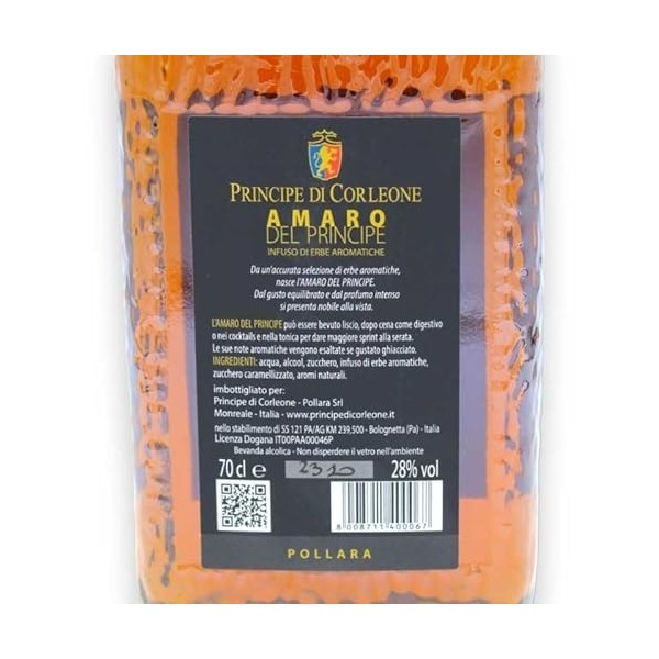 SICILIA BEDDA CAPACI Amaro Del Principe, Infusion dherbes aromatiques siciliennes, 700 ML - Vol. 28%