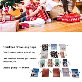 UPQRSG 15 Pièces Sacs Cadeaux de Noël à Cordon, 9 Styles de Sacs demballage de Noël Sacs de Friandises de Noël, Grands Sacs 