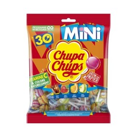 Chupa Chups - Sachet de 30 Mini Sucettes - Parfums Variés - Chupa Chups Cola et Goûts Fraise, Orange et Pomme - Sucettes à la