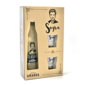 Pack de Liqueur dAmande SOGRA Bouteille 700 ML + 2 verres de liqueur personnalisée, son goût est extrêmement délicieux