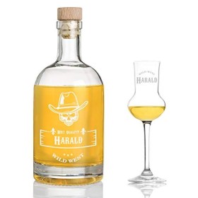 polar-effekt Bouteille en verre gravée pour liqueur avec motif au choix - Idée cadeau pour hommes et femmes - Verre à liqueur