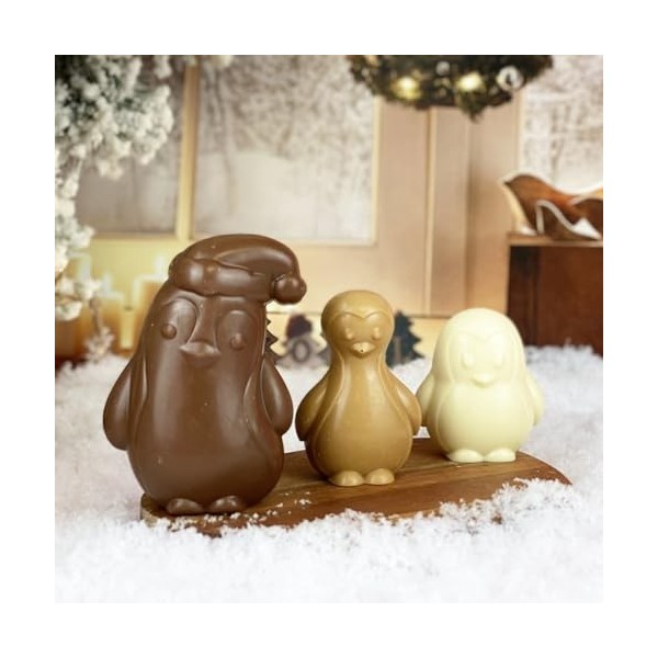 Famille Pingouin lot de 3 moulages de noël enfant - Chocolat Noel artisanal Chocodic