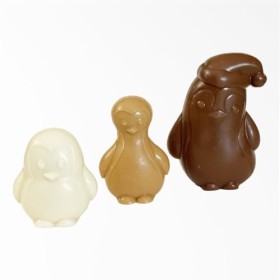 Famille Pingouin lot de 3 moulages de noël enfant - Chocolat Noel artisanal Chocodic