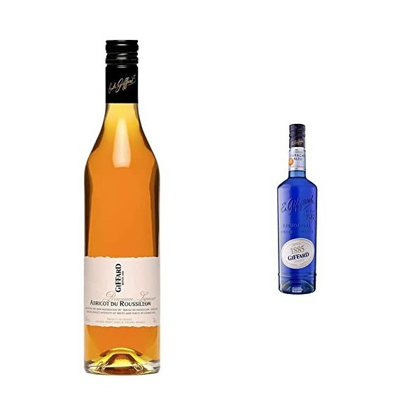 Giffard - Liqueur Abricot du Roussillon - Recette Française - Subtile et Gourmande - 70 cl & Liqueur de Curaçao Bleu - Recett