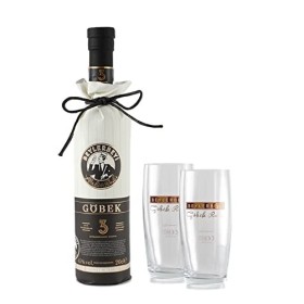 RAKI Beylerbeyi | Lot de 1 Bouteille de Raki Turc de 70cl + 2 Verres à Raki | Eau de Vie Turque Aromatisée à lAnis - 100% Ra