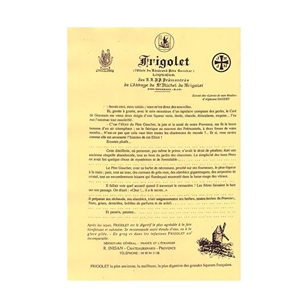 Authentique Liqueur Frigolet, lélixir du Révérend Père Gaucher de lAbbaye de Saint Michel de Frigolet, 700 ml