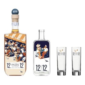 Pastis 12/12 Coffret Terrasse + Carafe et 2 verres 45° 70cl