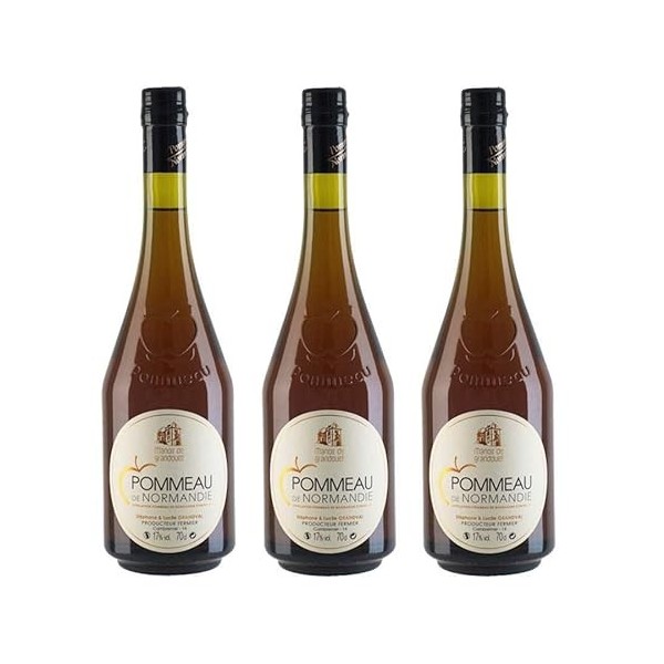 Lot de Pommeau de Normandie du Manoir Grandouet - 3 bouteilles de 70cl à 17% - Produits-Normandie