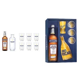 Pack RICARD Pastis de Marseille + 6 verres + Carafe Apéritif anisé - 45%, 70cl & Coffret RICARD Pastis de Marseille Années 50