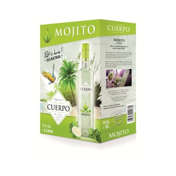 Cuerpo - Mojito Cocktail prêt à boire à base de Rhum, Bag in Box 3l 1 x 3 L 