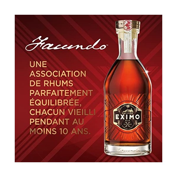 Facundo Eximo Premium Aged Dark Rum avec coffret cadeau, jusqu’à 10 ans de maturation sous les tropiques en fûts de chêne bla