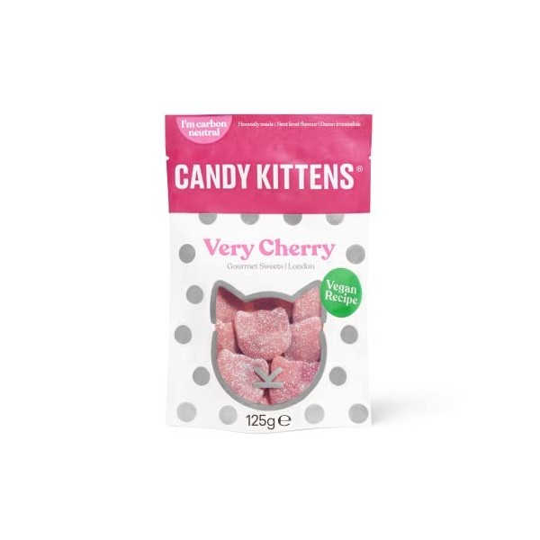 Candy Kittens Bonbons gourmets végétaliens Very Cherry – Sans huile de palme, bonbons gélifiés fabriqués avec du jus de fruit