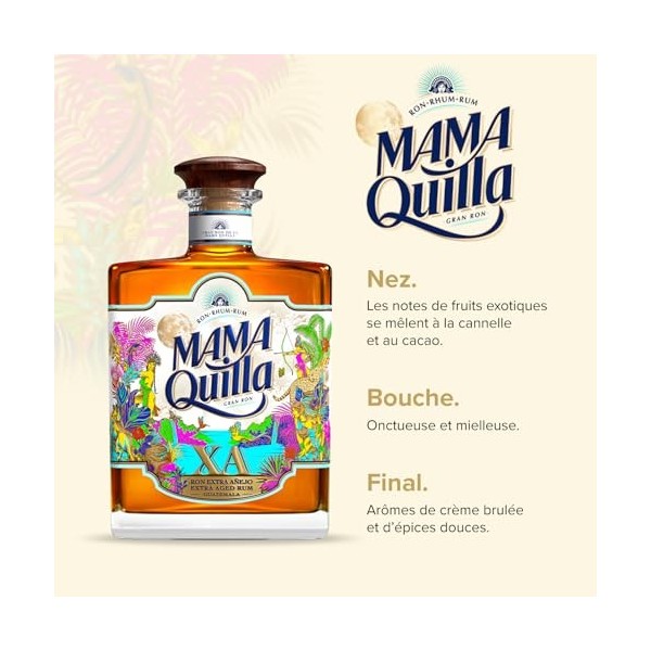 MAMA QUILLA - Rhum Vieux XA - Médaille d’or Rum & Cachaça Masters 2022 - 40 % Alcool - Origine : Guatemala - Bouteille de 70 