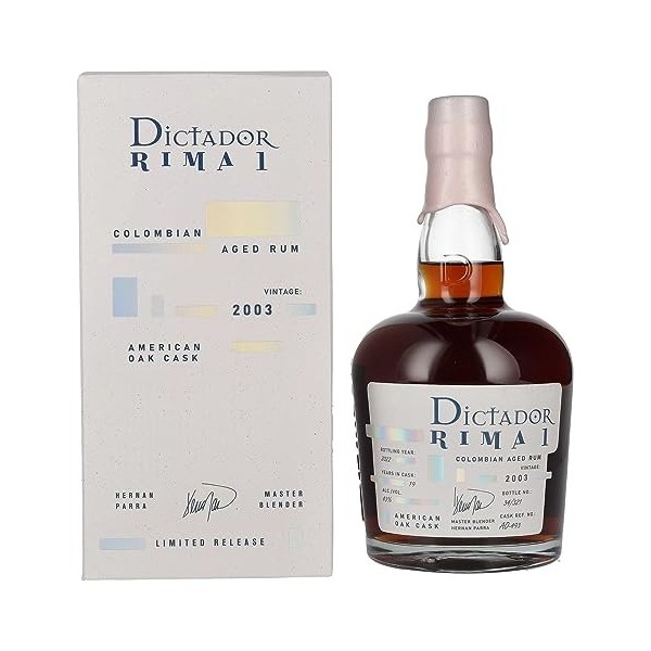 Dictador RIMA 1 19 Years Old AMERICAN OAK Cask Vintage 2003 43% Vol. 0,7l in Giftbox