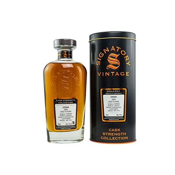 Signatory Vintage LEDAIG 16 Years Old Cask Strength 2005 66,1% Vol. 0,7l in Tinbox