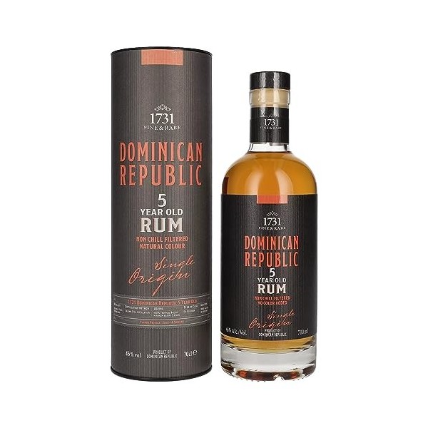 1731 Fine & Rare DOMINICAN REPUBLIC 5 Years Old Single Origin Rum 46% Vol. 0,7l in Giftbox