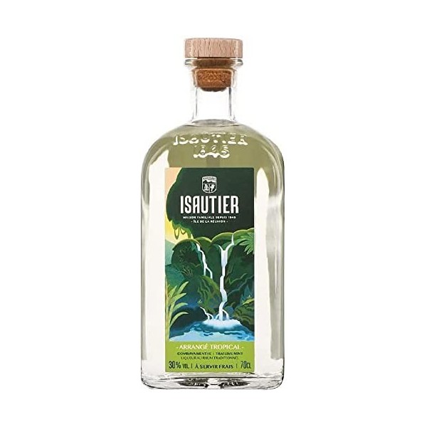 ISAUTIER Tropical Combava Menthe - Rhum arrangé - 30% Alcool - Origine : Réunion - Bouteille 70 cl