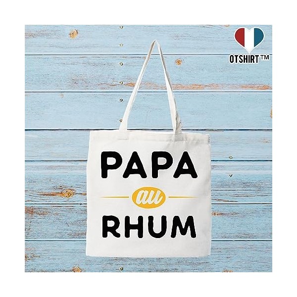 Otshirt Tote bag coton recyclé papa au rhum | Imprimé en France, cadeau humour anniversaire original rigolo humoristique