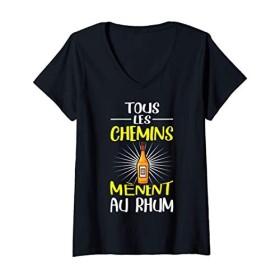 Femme Rhum Alcool Cocktails et Mojito | Humour Beauf Apero T-Shirt avec Col en V