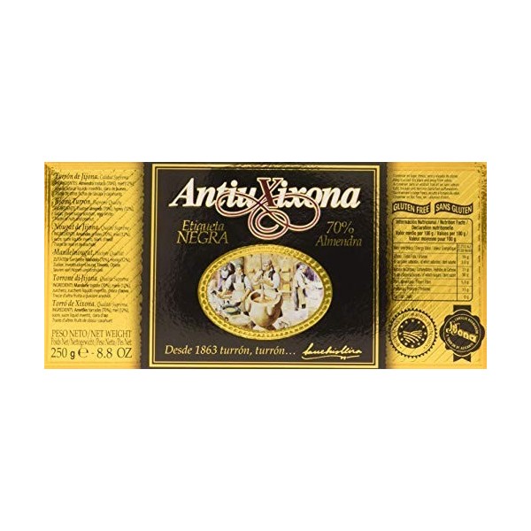 Turron espagnol Antiu Xixona - Nougat mou Jijona Superior Black Label, 250 g