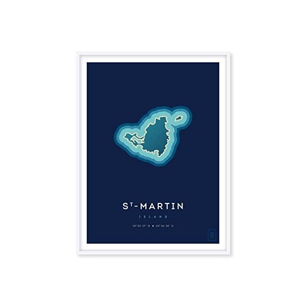 ikonik Affiche de lîle de Saint-Martin - 30 x 40 cm