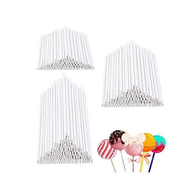 thirei Cake Pop Régler 300 pièces, Colorés de 15 cm pour Bâtonnets à Gâteaux, Desserts et Chocolats, 100 bâtonnets de gâteau,
