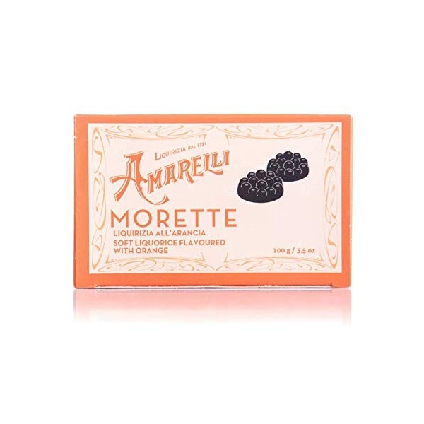 Amarelli Réglisse - Morette - Réglisse Aromatisée À L’Orange Naturel - 100 gr