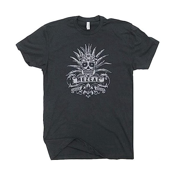 Mezcal T-shirt vintage pour homme Tequila Sugar Skull Jose Homme Squelette Cuervo Mexico Tee, Noir , L