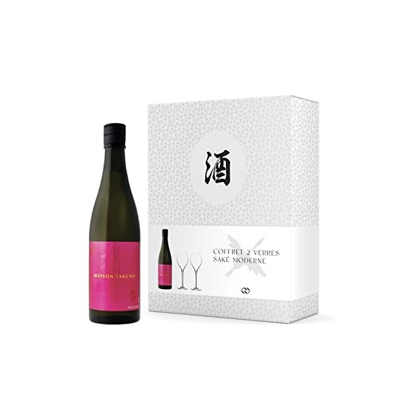 TAKENO Iwai Kurabu Coffret 2 verres Antipodes - Saké - 15,5% Alcool - Origine : Japon - Bouteille 72 cl + 2 verres