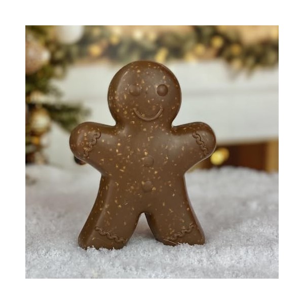 Bonhomme aux éclats de noisettes moulage de noël - Chocolat Noel artisanal Chocodic enfant