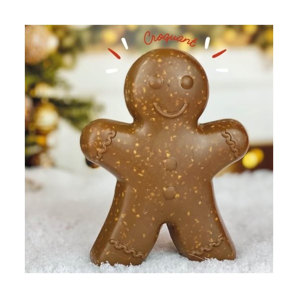 Bonhomme aux éclats de noisettes moulage de noël - Chocolat Noel artisanal Chocodic enfant