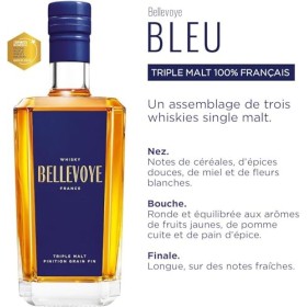 BELLEVOYE Bleu - Whisky Triple Malt - Médaille d’or Concours Mondial Whisky Masters 2022 - 40 % Alcool - 100 % France - 70 cl