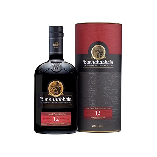 Bunnahabhain 12 Ans - Islay Single Malt Scotch Whisky - 46.3% 70cl - Avec coffret - Vieilli en fûts de bourbon et de xérès - 