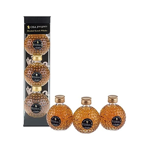CLUBHOUSE - Coffret 4 Minis Balles de Golf O.S.A - Blended Whisky Écossais - 40% Alcool - Origine : Écosse - Notes fruitées &