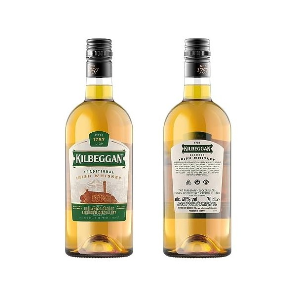 Kilbeggan Single Malt Traditional Irish Whiskey, Whisky Irlandais 40% - 70cl
