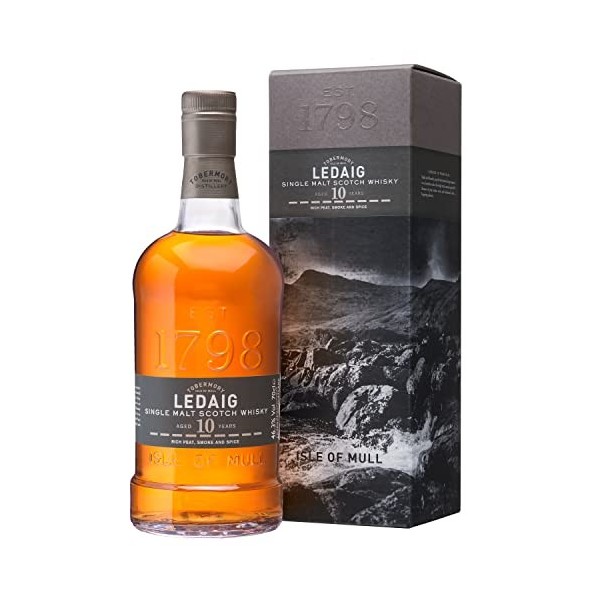 Ledaig 10 Ans - Single Malt Scotch Whisky Île de Mull - 46.3% 70 cl - Avec coffret - Whisky riche et tourbé