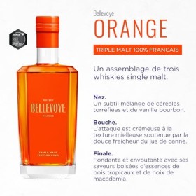BELLEVOYE Orange - Whisky Triple Malt - Finition rhum - Médaille du maître The World Whisky Masters 2023-40% Alcool - 100% Fr