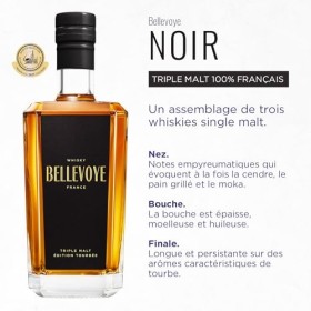 BELLEVOYE Noir - Whisky Triple Malt - Médaille d’or Concours Mondial de Bruxelles 2018, 2019, 2020, 2021 - Whisky Tourbé Fran