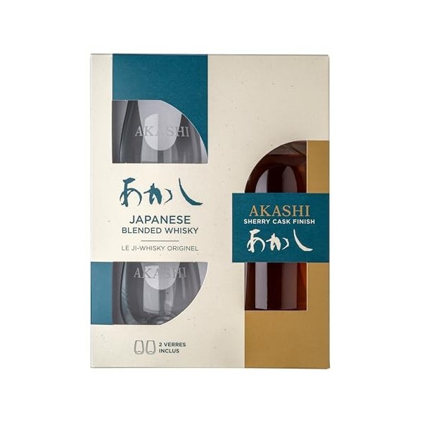 Akashi Sherry Cask Coffret Whisky Japonais + 2 verres 40° 50cl