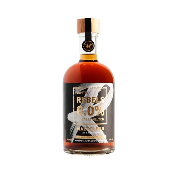REBELS 0.0% Alternative Whisky sans alcool 500 ml | Malt Blend | Distillé deux fois pour un arôme intense | Boisson fabriqué 